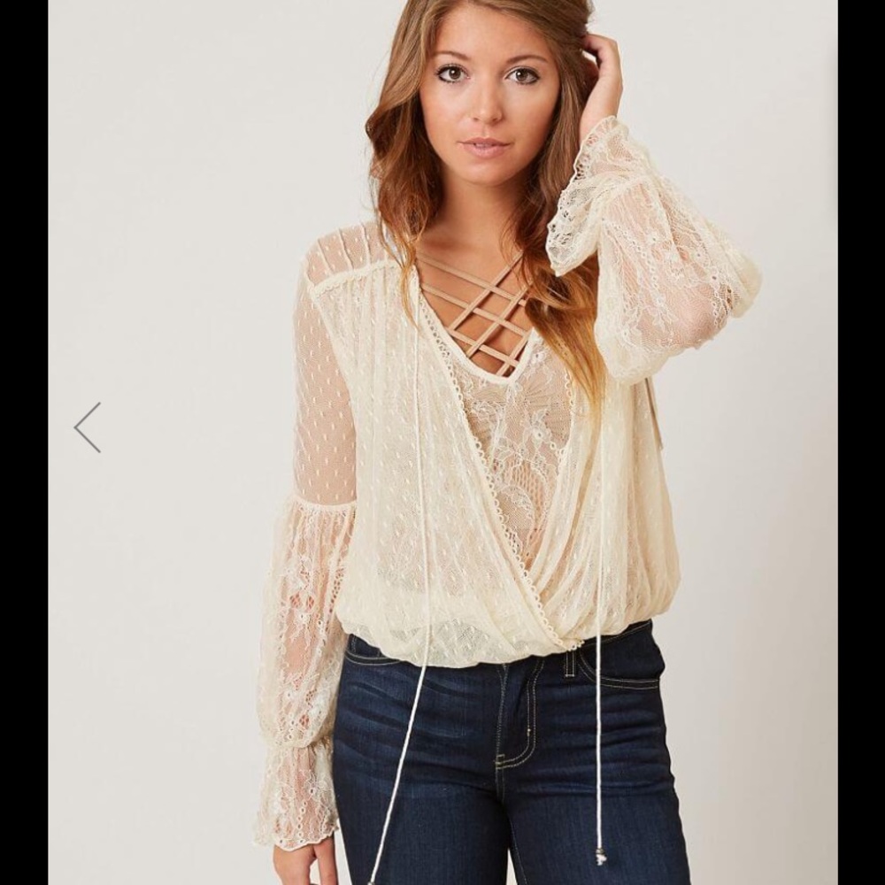 Free People Cream Lace Blouse